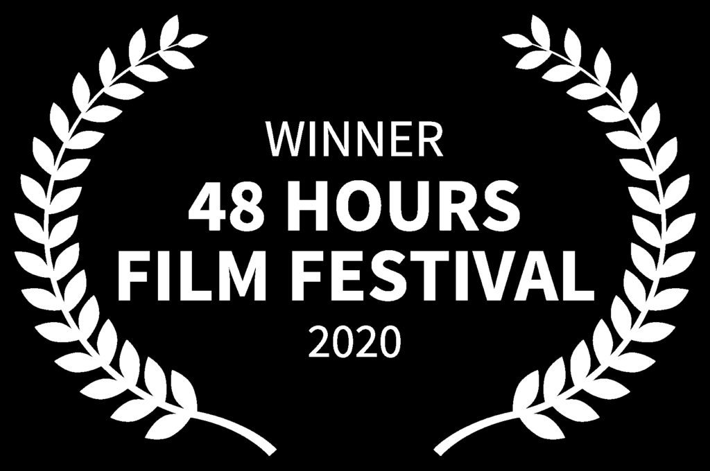 WINNER 48 HOURS FILM FESTIVAL 2020 white on black Scorpio Productions